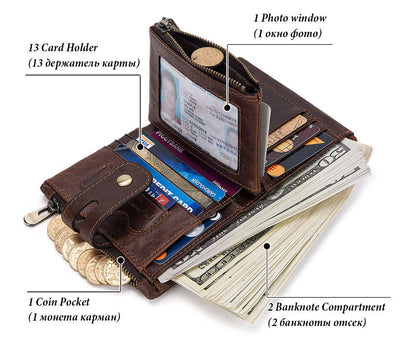 Billetera Retro de Cuero para Hombre con Múltiples Tarjetas y Protección RFID - Image 4