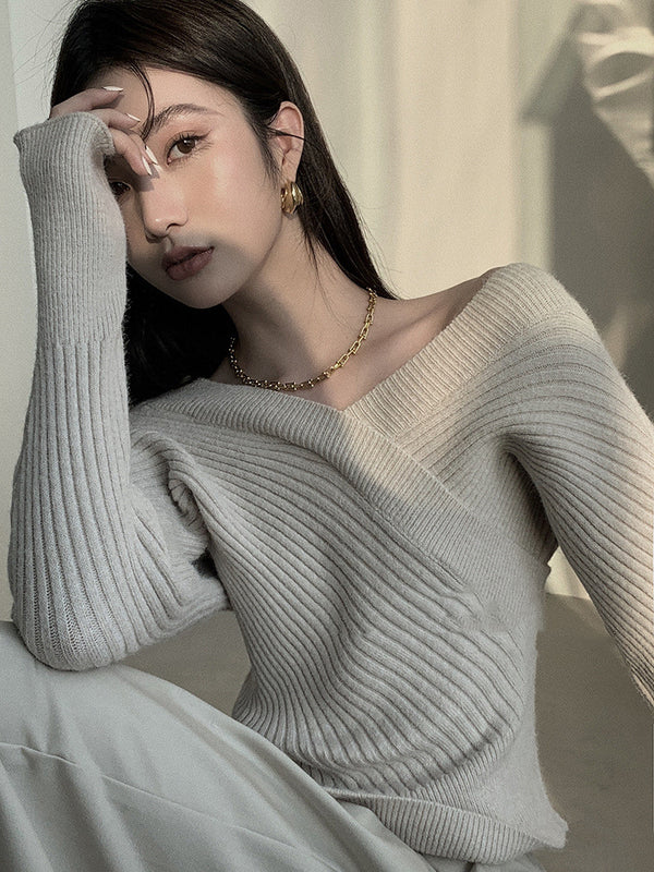 Suéter Mujer Cuello V Cruzado Bajo Irregular - Image 4
