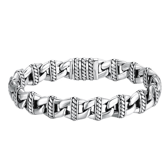 Pulsera de Plata Esterlina con Diseño de Nariz de Cerdo - Estilo Personalidad Grueso