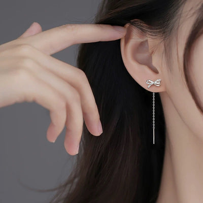 Aretes de Moño Elegante con Borla Larga - Image 4