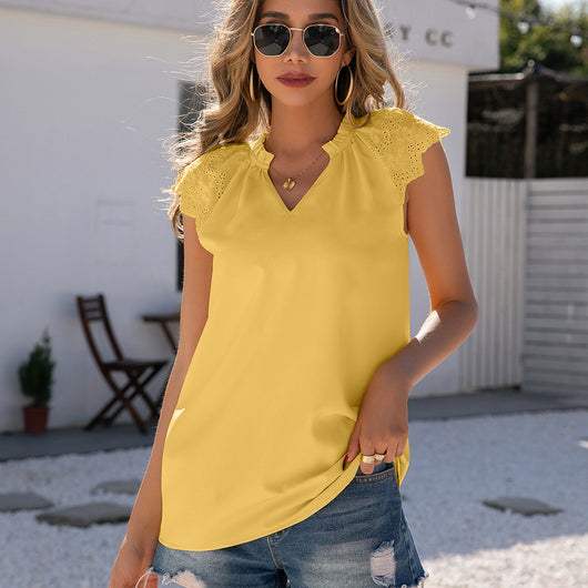 Blusa Sin Mangas Cuello V con Costuras Decorativas - Image 2