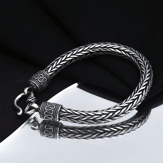 Pulsera de Plata 925 Tailandesa Artesanal con Cadena de Flores de Cáñamo - Diseño Vintage - Image 2