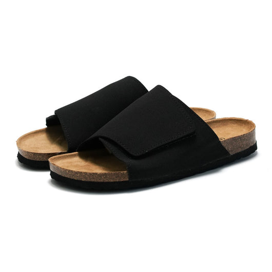 Pantuflas de Corcho y Cuero para Hombre - Sandalias Retro Cómodas