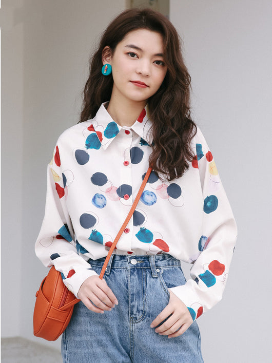 Blusa Retro Estampada Hong Kong Suelta en Chifón para Mujer - Image 7