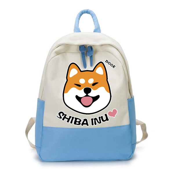 Mochila Canvas Shiba Inu Versátil para Uso Diario