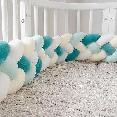 Protectores de Cuna Trenzados Alargados con Almohada Decorativa