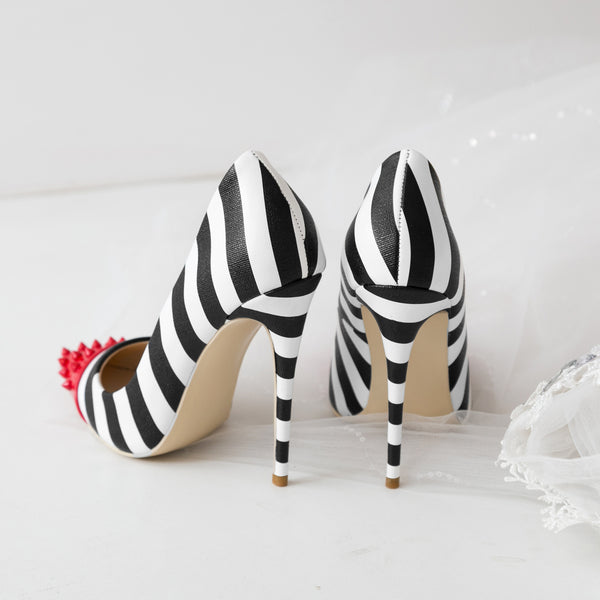 Tacones Altos de Moda con Rayas de Remaches en Colores