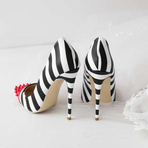 Tacones Altos de Moda con Rayas de Remaches en Colores