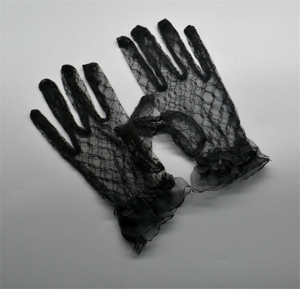 Guantes de encaje cortos con dedos para novia - Image 12