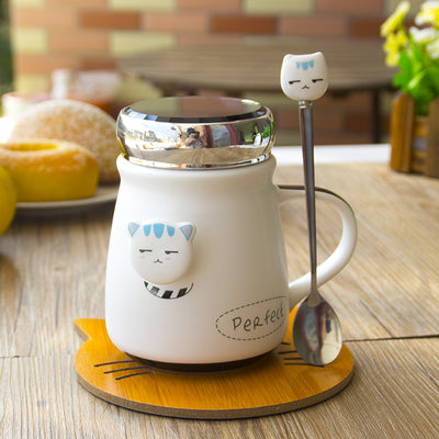 Taza de Cerámica con Tapa y Cuchara - Diseño Adorable para Café - Image 4