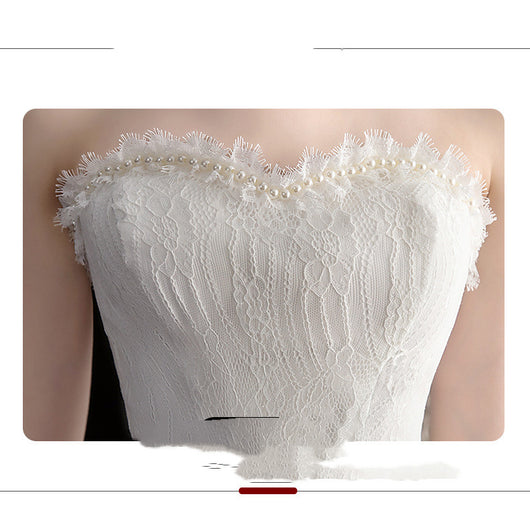 Vestido de Novia Corto Delantero y Trasero con Cola Pequeña - Image 12