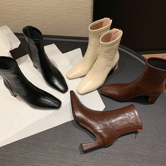 Botas de Tacón Alto Estilo Francés en Cuero Genuino para Mujer - Image 14