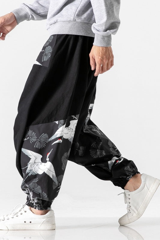 Pantalones Patchwork Holgados Estilo Asiático