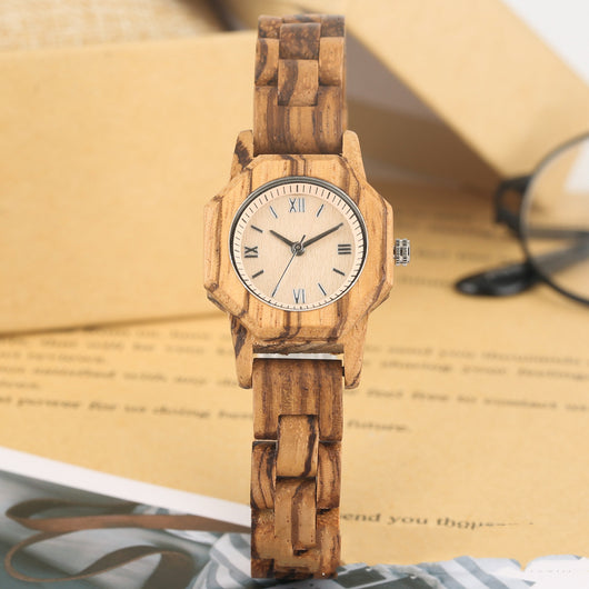 Reloj de Madera para Mujer con Bisel Octagonal y Diamantes - Image 4