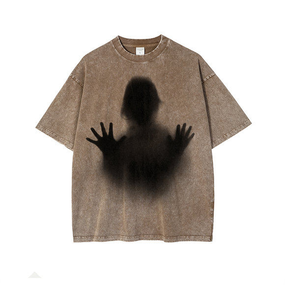 Camiseta Vintage Desgastada Unisex con Estampado Retro