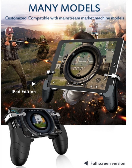 Pair of black and red mobile gaming gamepad triggers with metal buttons for smartphones, designed for enhanced gameplay. - Image 3
