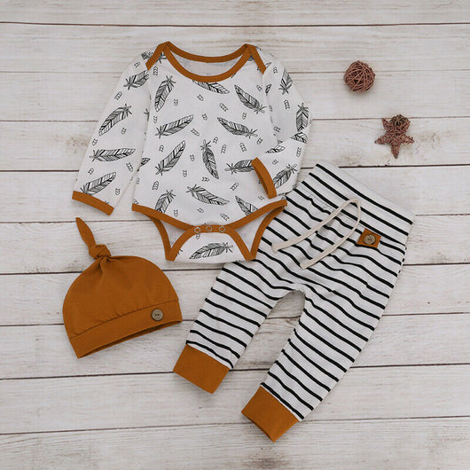 Ropa Infantil con Estampado de Rayas y Plumas - Image 3