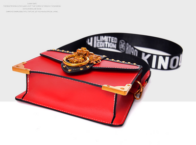 Bolso Bandolera de Moda con Cabeza de León Metálica - Image 7