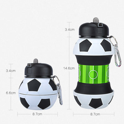 Botella de Agua Deportiva de Silicona Plegable con Popote para Fútbol - Image 8