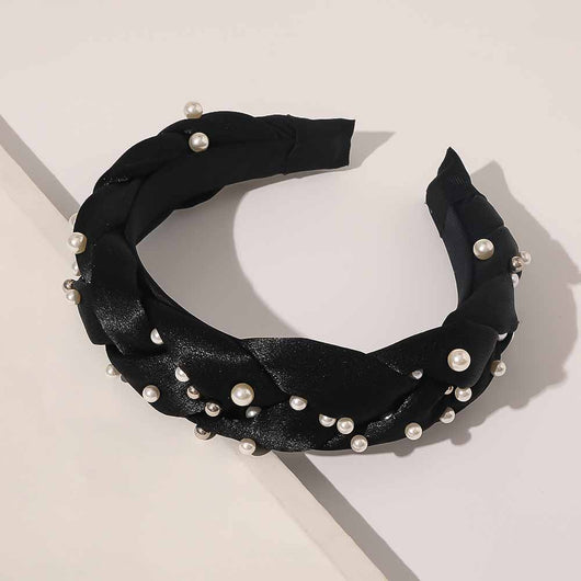 Diadema Ancha Cruzada con Nudo y Perlas - Image 3