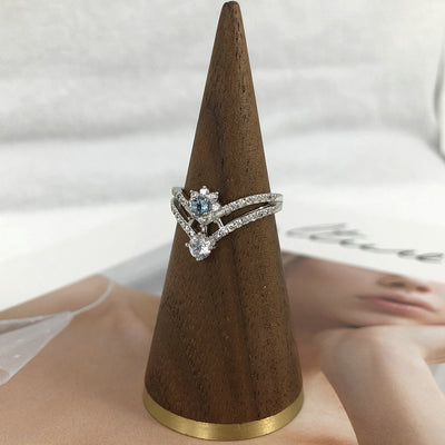 Anillo Corona de Plata Esterlina con Topacio Azul Natural - Image 2