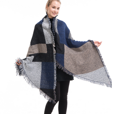 Bufanda de Cachemira Cuadros Mujer - Chal Grueso Cálido Otoño Invierno - Image 11