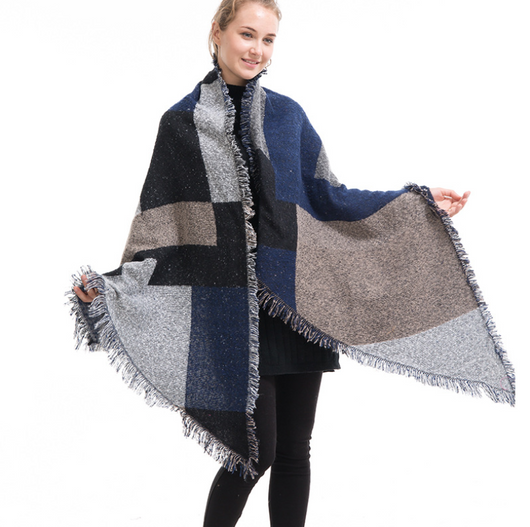 Bufanda de Cachemira Cuadros Mujer - Chal Grueso Cálido Otoño Invierno - Image 11