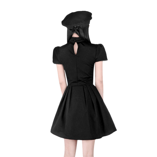 Vestido Negro Lolita Gótico con Malla Lunar y Detalles Calados - Image 4