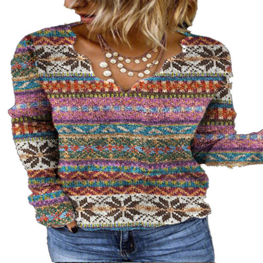 Camiseta Estampada Vintage para Mujer - Diseño Onda Cuello V - Image 4