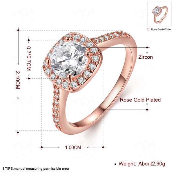 Anillo Oro Rosado Mujer con Circonia y Diamante - Diseño Europeo Moderno