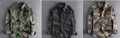 Camisa Overol Camuflado Lavado Clásico Manga Larga para Hombre - Image 9