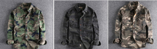 Camisa Overol Camuflado Lavado Clásico Manga Larga para Hombre - Image 9