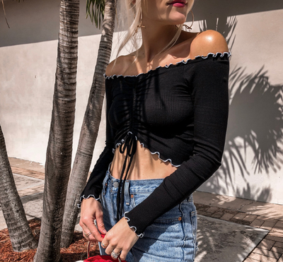 Blusa Manga Larga con Hombros Plisados para Mujer - Image 3