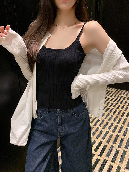 Cardigan Tejido Abotonado para Mujer con Chaleco Integrado - Image 32