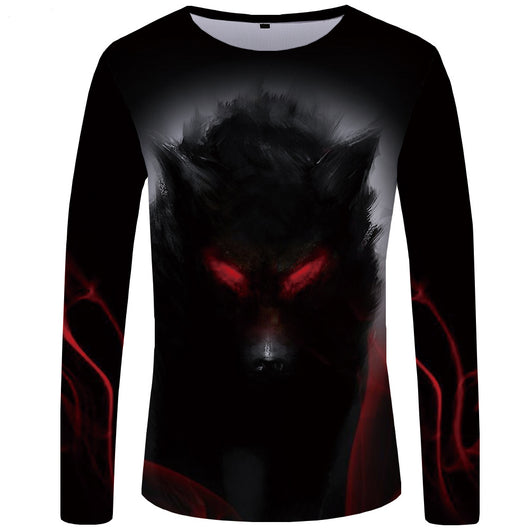 Camiseta Manga Larga Serie Lobo Impresión 3D para Hombre - Image 7