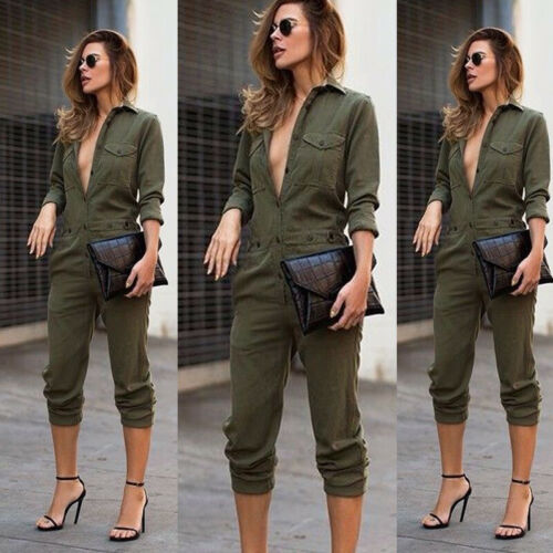 Jumpsuit de Manga Larga Color Sólido