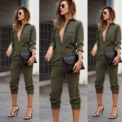 Jumpsuit de Manga Larga Color Sólido