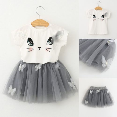 Conjunto Infantil Gato Adorable con Falda Abullonada y Detalles de Mariposa - Image 5