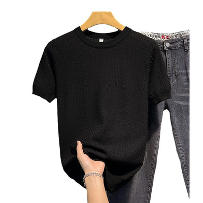 Camiseta Básica Entallada de Color Sólido para Hombre - Image 5