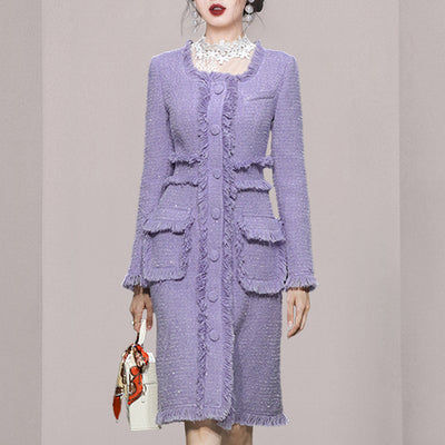 Abrigo Tweed Elegante para Mujer - Cuello Cuadrado Otoño - Image 4