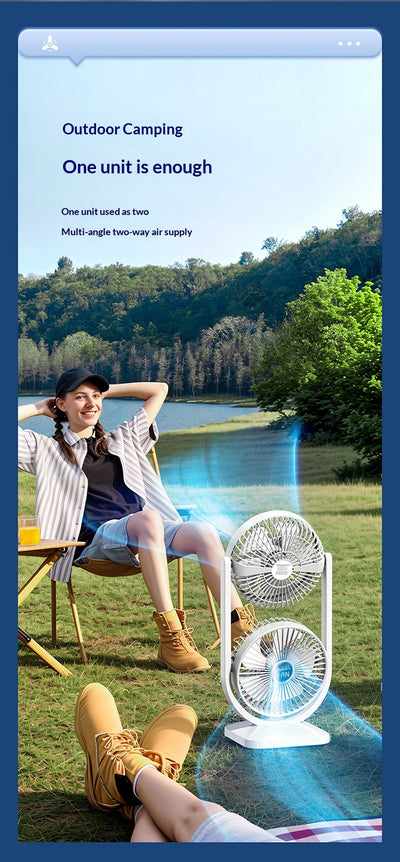 Ventilador Eléctrico Doble Capa USB Recargable de Dos Cabezales - Image 9