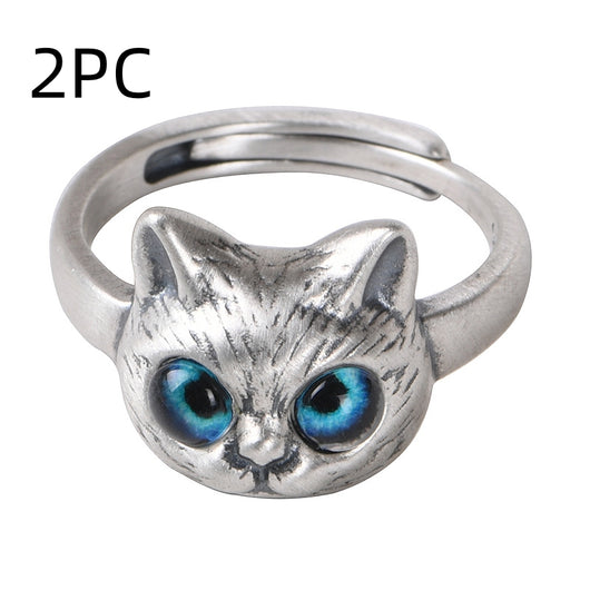 Anillo de Plata Estilo Retro Gatito Vintage - Image 6