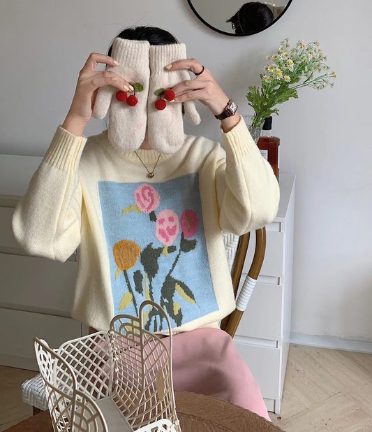 Suéter Tejido Jacquard Oversized en Algodón Suave - Image 2