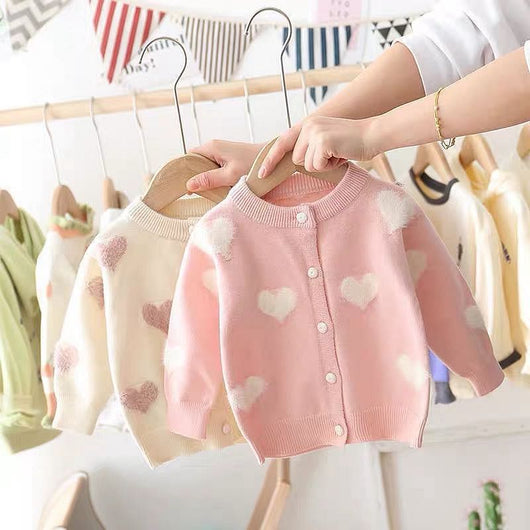 Cardigan de Punto con Corazones para Niña