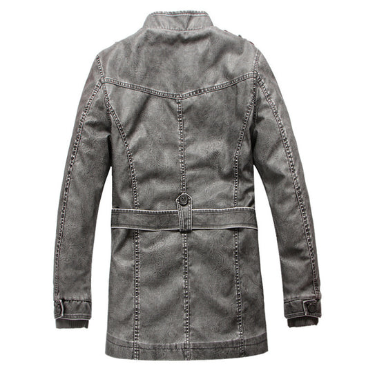 Abrigo Trench de Cuero para Hombre - Image 2