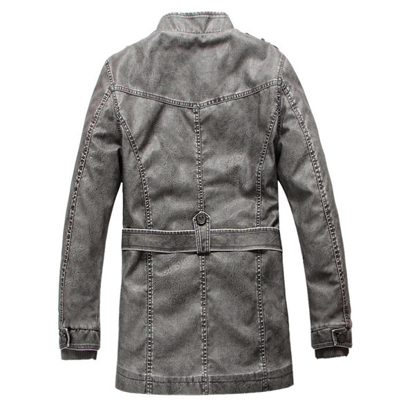 Abrigo Trench de Cuero para Hombre