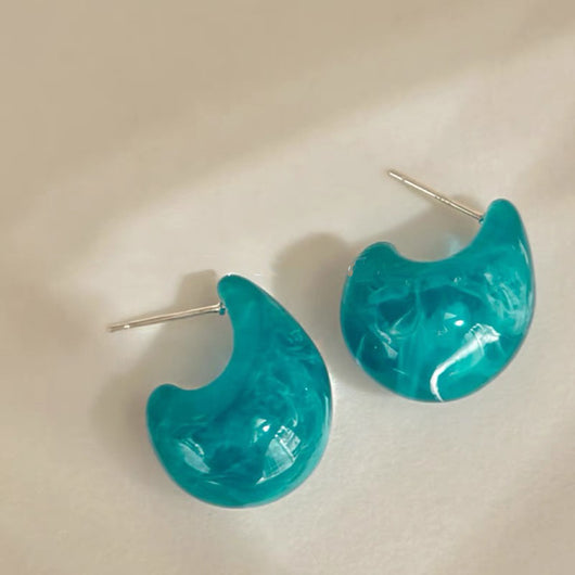 Aretes Gotas de Agua Mint Azul Estilo Retro Francés en Acrílico - Image 6