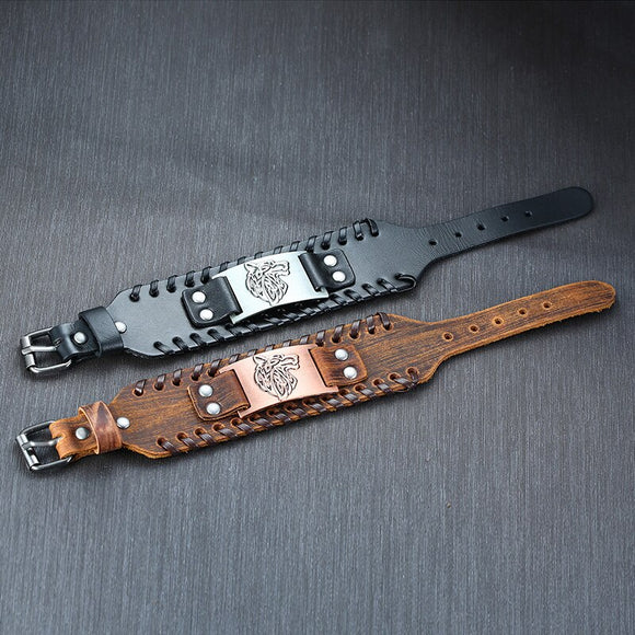 Pulsera de Cuero Ancha para Hombre