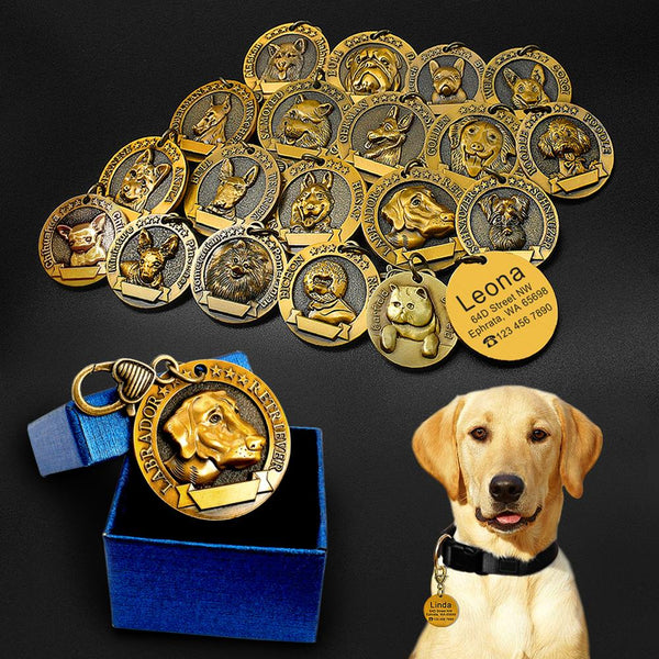 Placa de Identificación para Perros Grabada en Metal - Antiloss