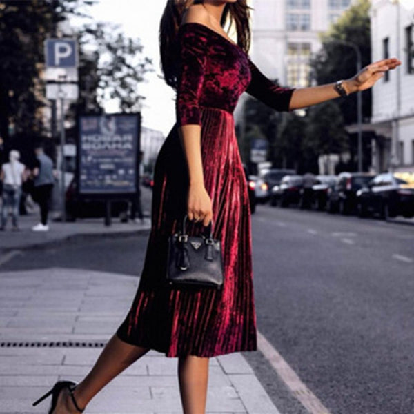 Vestido Largo Elegante con Hombros Descubiertos